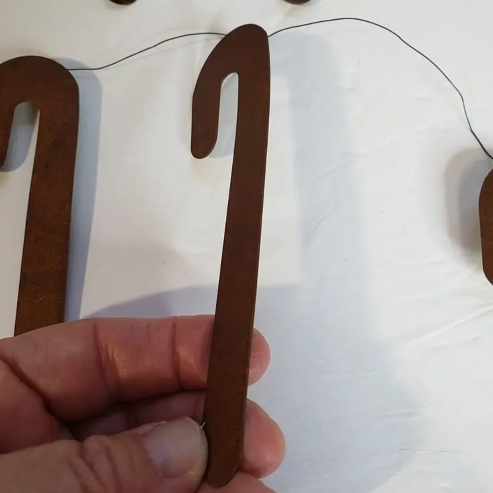 NEW Rusty Crusty Metal Christmas Candy Cane Garland Set of 4 Farmhouse